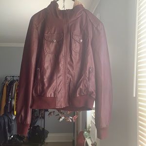 Ci  Sono Burgundy Faux Leather Jacket Size L